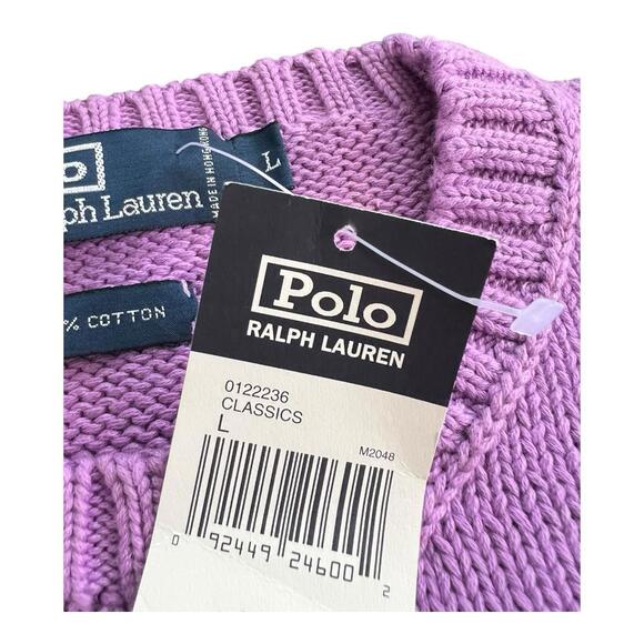 Rare Polo Ralph Lauren Vintage Cotton Knit M2048 Men’s Hand Size L NWT 90’s - Picture 3 of 12